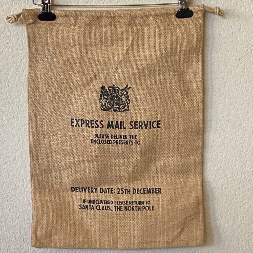 Harrow & Green Burlap Santa Bag for Holiday Gifts Drawstring Size 21”X15.5”
